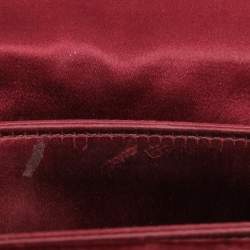 Pre Owned Miu Miu Burgundy Velvet and Patent Leather Crystal Embellished Flap Top Handle Bag