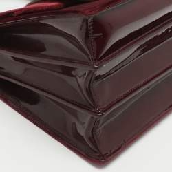 Pre Owned Miu Miu Burgundy Velvet and Patent Leather Crystal Embellished Flap Top Handle Bag