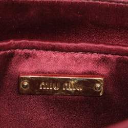 Pre Owned Miu Miu Burgundy Velvet and Patent Leather Crystal Embellished Flap Top Handle Bag