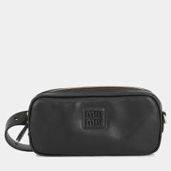 Pre Owned Miumiu Crossbody Bag Black Leather Size 70
