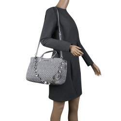 Miu Miu Grey Matelassé Nappa Leather Crystal Tote
