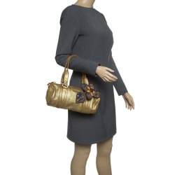 Miu Miu Gold Leather Shoulder Bag