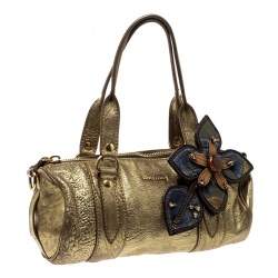 Miu Miu Gold Leather Shoulder Bag