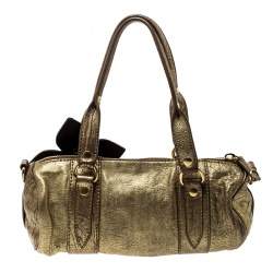 Miu Miu Gold Leather Shoulder Bag