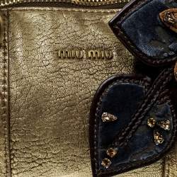 Miu Miu Gold Leather Shoulder Bag
