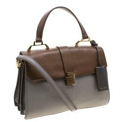 Pre Owned Miu Miu Grey/Brown Madras Leather Shoulder Bag