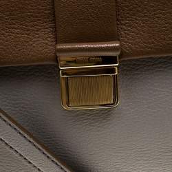 Pre Owned Miu Miu Grey/Brown Madras Leather Shoulder Bag