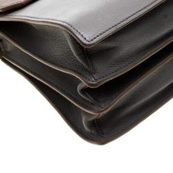 Pre Owned Miu Miu Grey/Brown Madras Leather Shoulder Bag