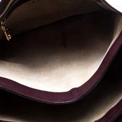 Pre Owned Miu Miu Burgundy Leather Madras Executive Tote