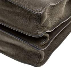 Pre Owned Miu Miu Military Green Madras Leather Top Handle Bag