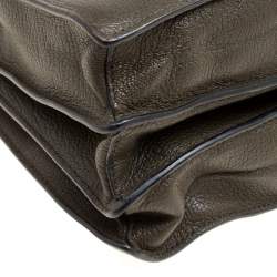 Pre Owned Miu Miu Military Green Madras Leather Top Handle Bag