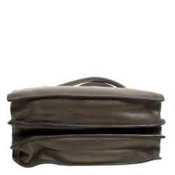 Pre Owned Miu Miu Military Green Madras Leather Top Handle Bag