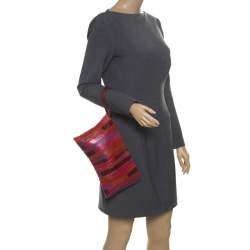 Pre Owned حقيبة كلاتش ميو ميو حمالة معصم جلد نابا باتشوورك متعددة الألوان