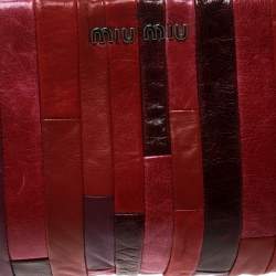 Pre Owned حقيبة كلاتش ميو ميو حمالة معصم جلد نابا باتشوورك متعددة الألوان