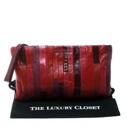 Pre Owned حقيبة كلاتش ميو ميو حمالة معصم جلد نابا باتشوورك متعددة الألوان