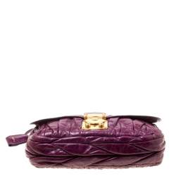 Miu Miu Purple Matelasse Leather Shoulder Bag