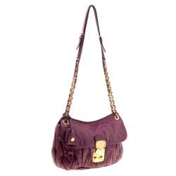Miu Miu Purple Matelasse Leather Shoulder Bag