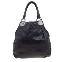 Miu Miu Black Glaze Nappa Leather Shopper Tote
