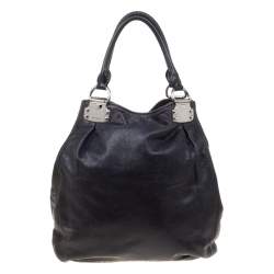 Miu Miu Black Glaze Nappa Leather Shopper Tote
