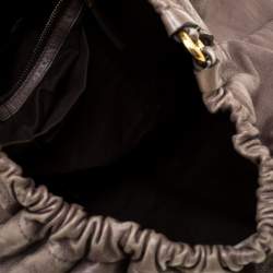 Pre Owned Miu Miu Taupe Vitello Lux Leather Gathered Hobo