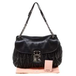 مملوكة مسبقًا حقيبة ميو ميو ساكا 2 جلد مبطنة سوداء