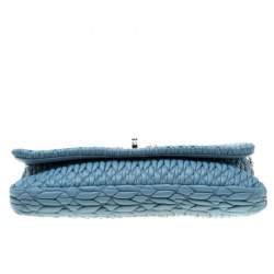 Pre Owned حقيبة كتف ميو ميو كريستال جلد مبطنة زرقاء فاتحة