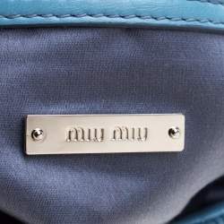 Pre Owned حقيبة كتف ميو ميو كريستال جلد مبطنة زرقاء فاتحة