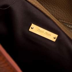 Pre Owned Miu Miu Orange Vitello Diano Leather Shopper Tote 