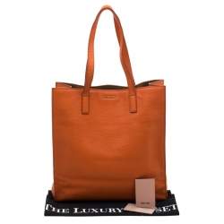 Pre Owned Miu Miu Orange Vitello Diano Leather Shopper Tote 
