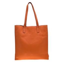 Pre Owned Miu Miu Orange Vitello Diano Leather Shopper Tote 