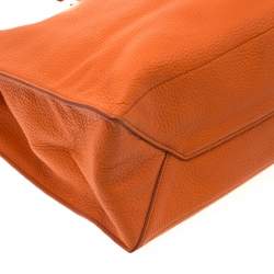 Pre Owned Miu Miu Orange Vitello Diano Leather Shopper Tote 