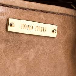 Miu Miu Beige Metalesse Leather Tote
