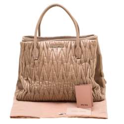 Miu Miu Beige Metalesse Leather Tote