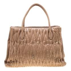 Miu Miu Beige Metalesse Leather Tote