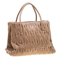 Miu Miu Beige Metalesse Leather Tote