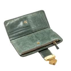 Miu Miu Green Matelasse Leather Clasp Lock Wallet