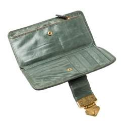 Miu Miu Green Matelasse Leather Clasp Lock Wallet