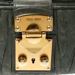 Miu Miu Green Matelasse Leather Clasp Lock Wallet