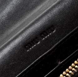 Miu Miu Dark Brown Croc Embossed Patent Leather Continental Wallet