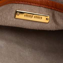 Pre Owned Miu Miu Orange Leather Large Madras Tote 