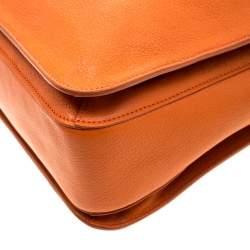 Pre Owned Miu Miu Orange Leather Large Madras Tote 