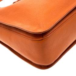 Pre Owned Miu Miu Orange Leather Large Madras Tote 