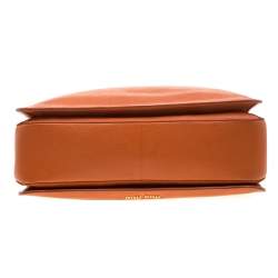 Pre Owned Miu Miu Orange Leather Large Madras Tote 