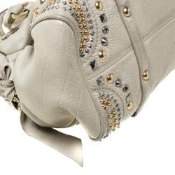 Miu Miu Beige Leather Studded Bow Satchel