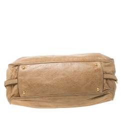 Miu Miu Beige Leather Lily Distressed Satchel