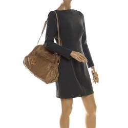 Miu Miu Beige Leather Lily Distressed Satchel
