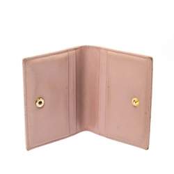 Pre Owned Miu Miu Beige Croc Embossed Leather Bifold Card Holder