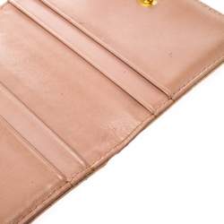 Pre Owned Miu Miu Beige Croc Embossed Leather Bifold Card Holder