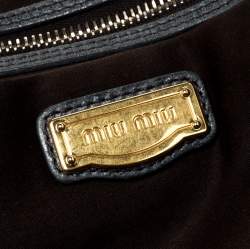 Pre Owned Miu Miu Dark Grey Leather Lily Distressed Satchel
