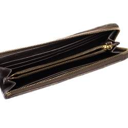Miu Miu Dark Beige Matelassé Leather Continental Zip Wallet